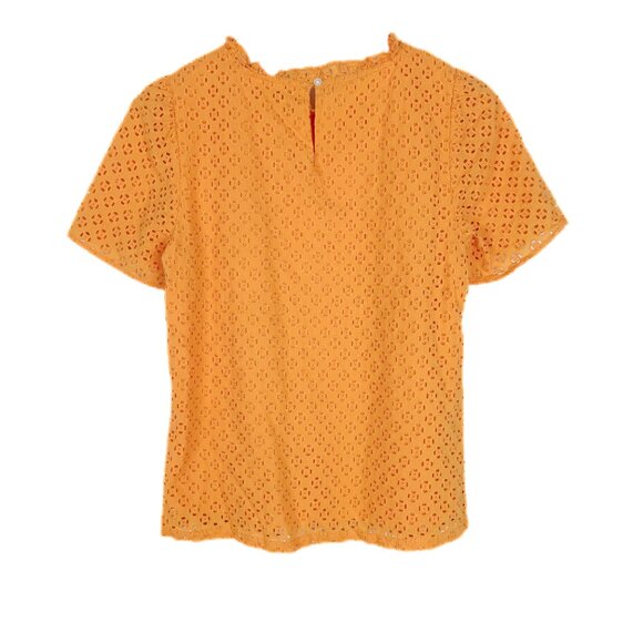 J. Crew Factory Eyelet Puff-Sleeve Top Short Sleeve Orange Size XS EUC - Picture 8 of 12